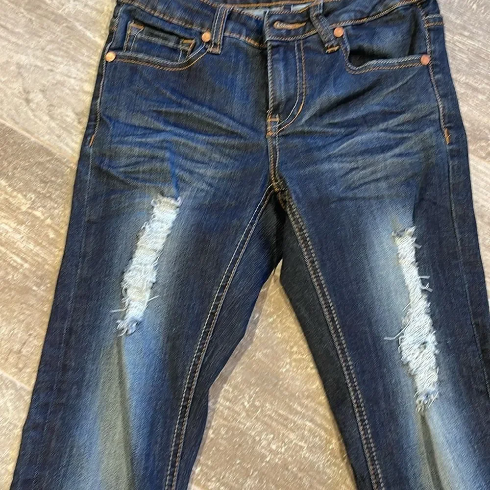 Mind Code ripped dark blue jeans size 0